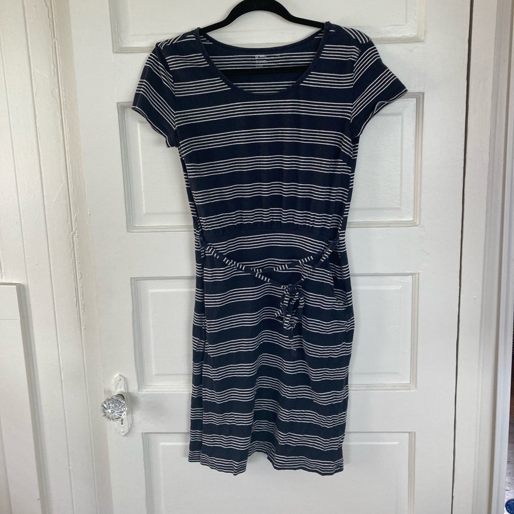Organic cotton blue striped t-shirt dress